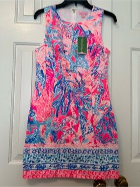 Lilly Pulitzer Mila Shift Dress Light Pascha Pink Aquadesiac Print Size 2 NWT